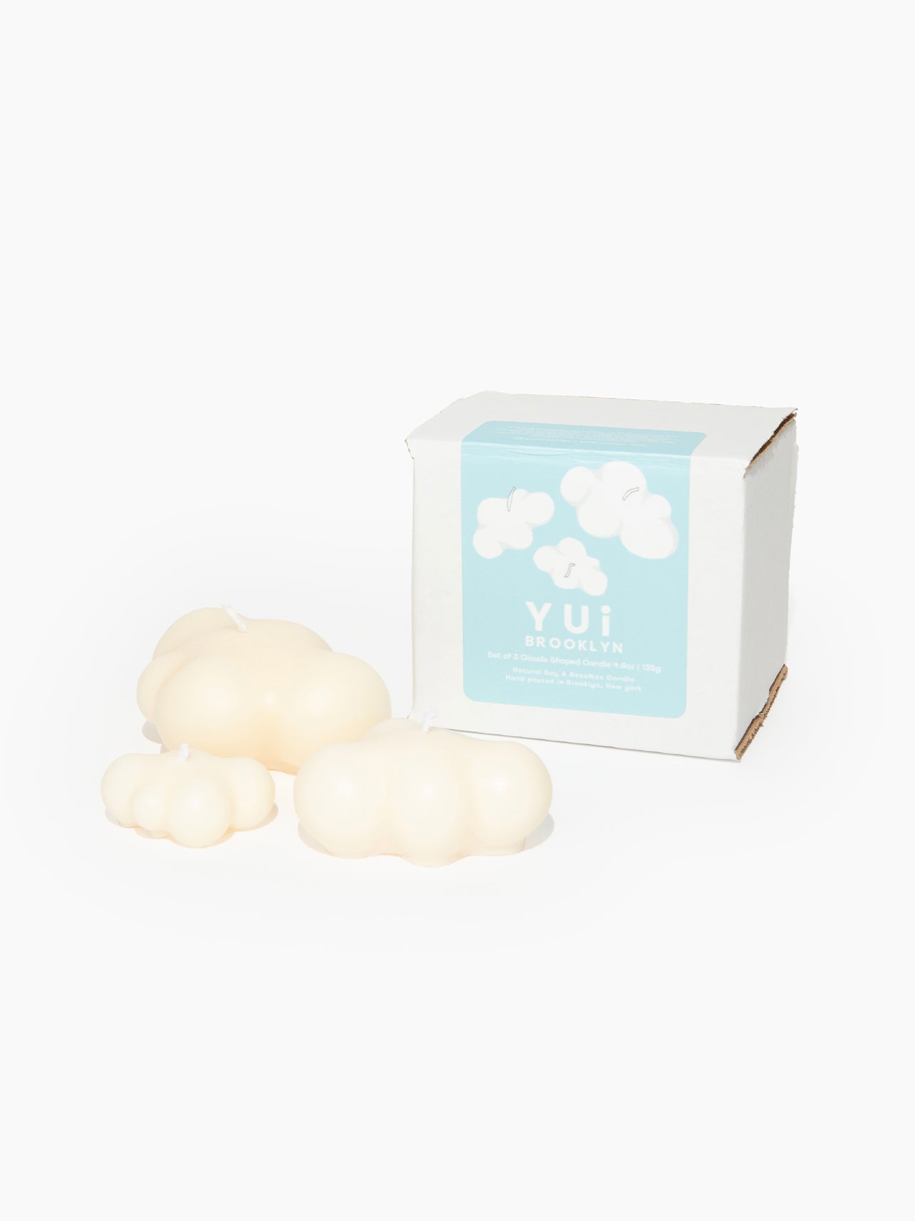 Set of 3 Clouds Candle Hand poured Soy and Beeswax YUI BROOKLYN【NY Local Business】